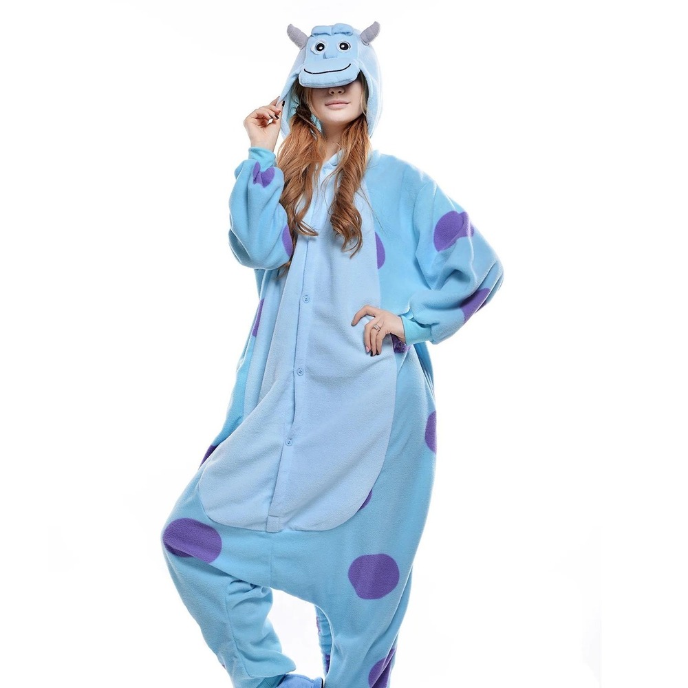 Newcosplay Sully Monsters Inc. Adult Small Flannel Pajama Blue Halloween Costume